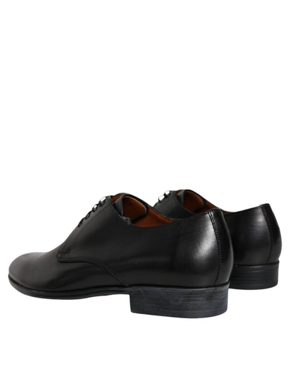 Dolce &amp; Gabbana Black Leather Derby Formal Dress Shoes