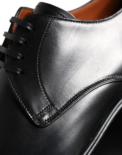 Dolce &amp; Gabbana Black Leather Derby Formal Dress Shoes