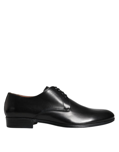 Dolce &amp; Gabbana Black Leather Derby Formal Dress Shoes