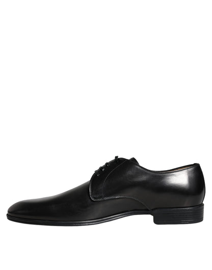 Dolce &amp; Gabbana Black Leather Derby Formal Dress Shoes