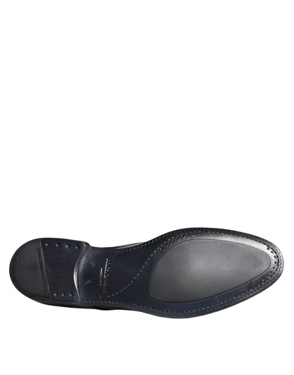 Dolce &amp; Gabbana Black Leather Derby Formal Dress Shoes