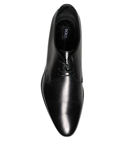 Dolce &amp; Gabbana Black Leather Derby Formal Dress Shoes