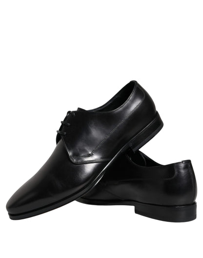 Dolce &amp; Gabbana Black Leather Derby Formal Dress Shoes