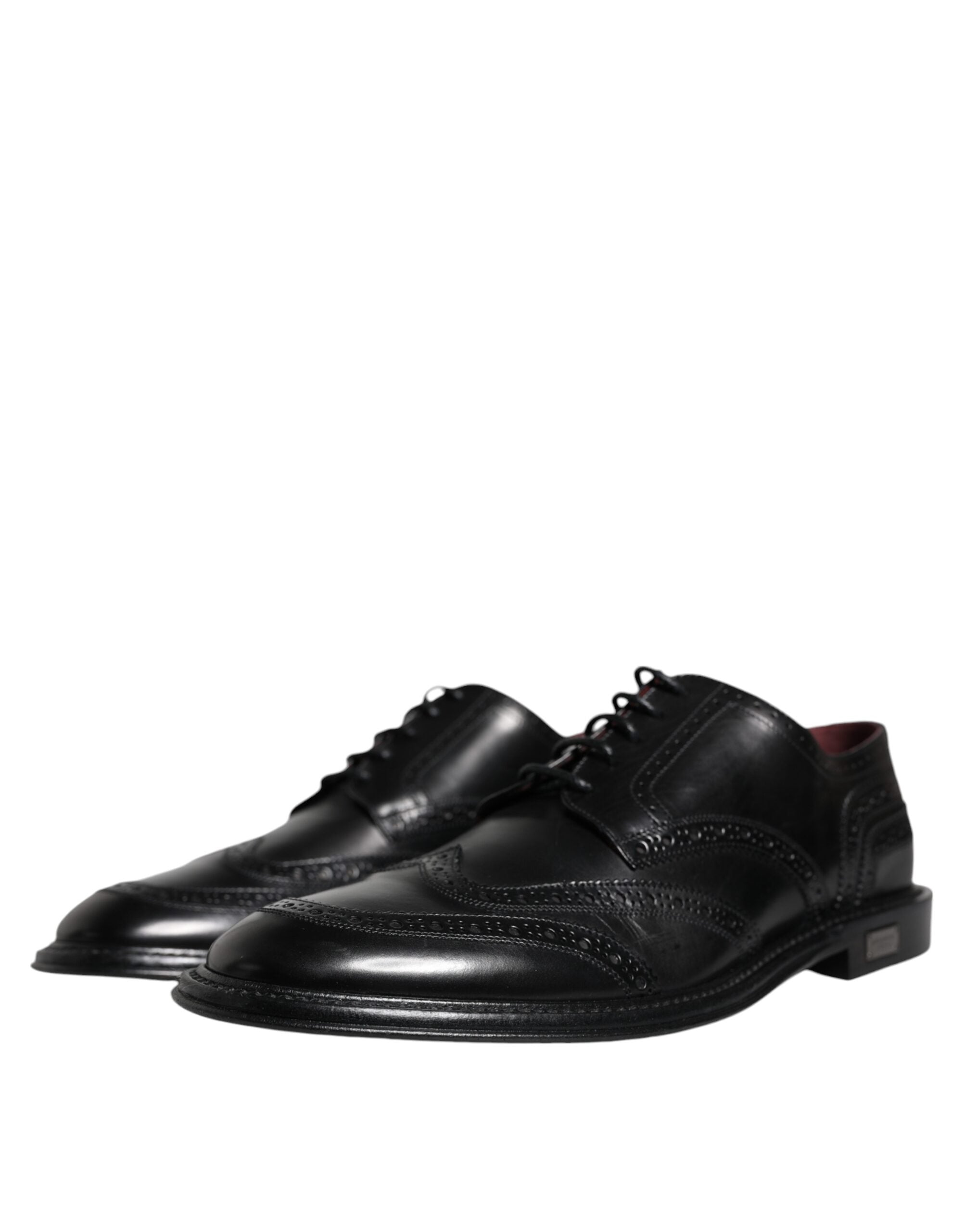 Dolce &amp; Gabbana Black Leather Oxford Wingtip Formal Shoes