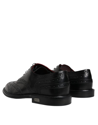 Dolce &amp; Gabbana Black Leather Oxford Wingtip Formal Shoes