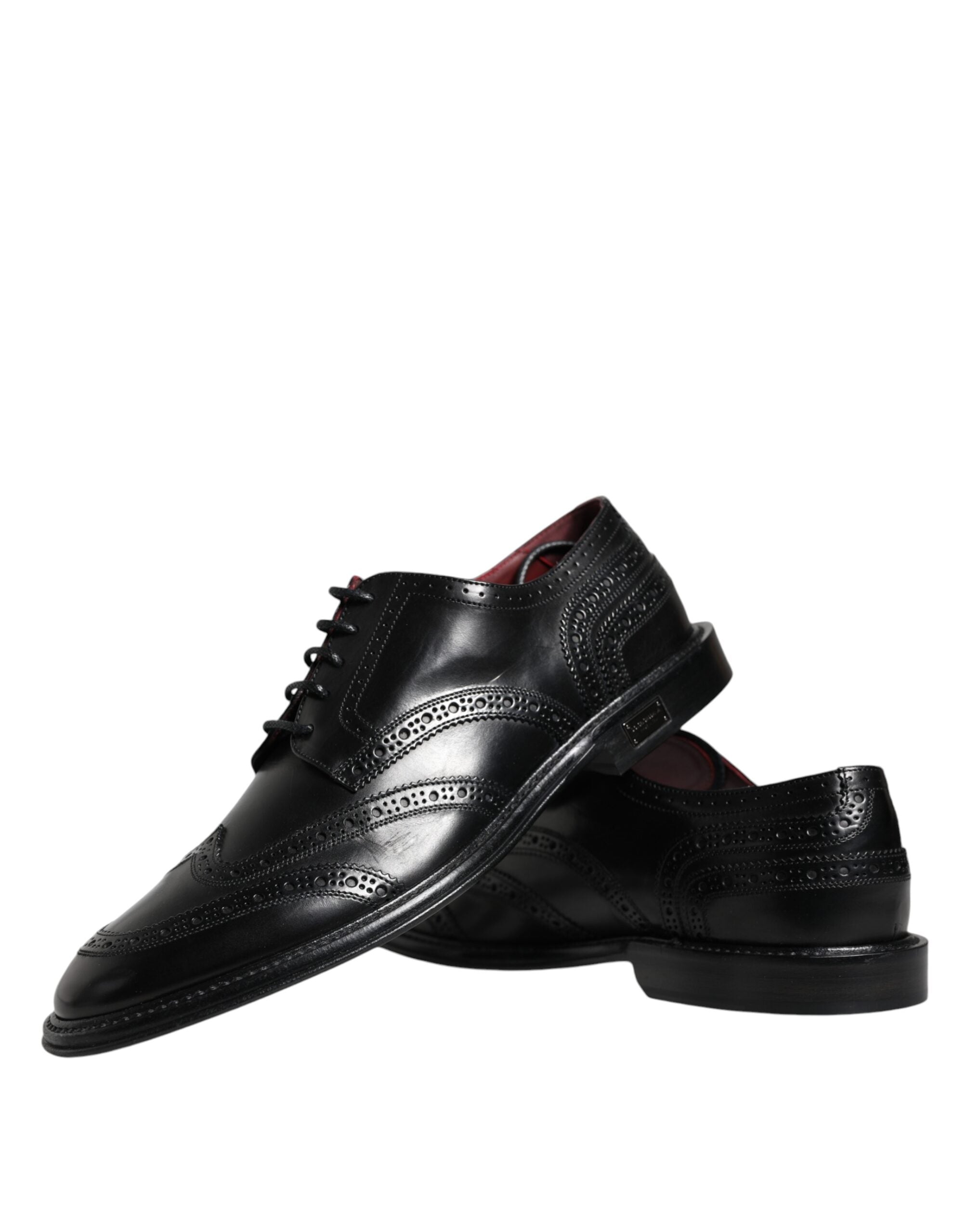 Dolce &amp; Gabbana Black Leather Oxford Wingtip Formal Shoes