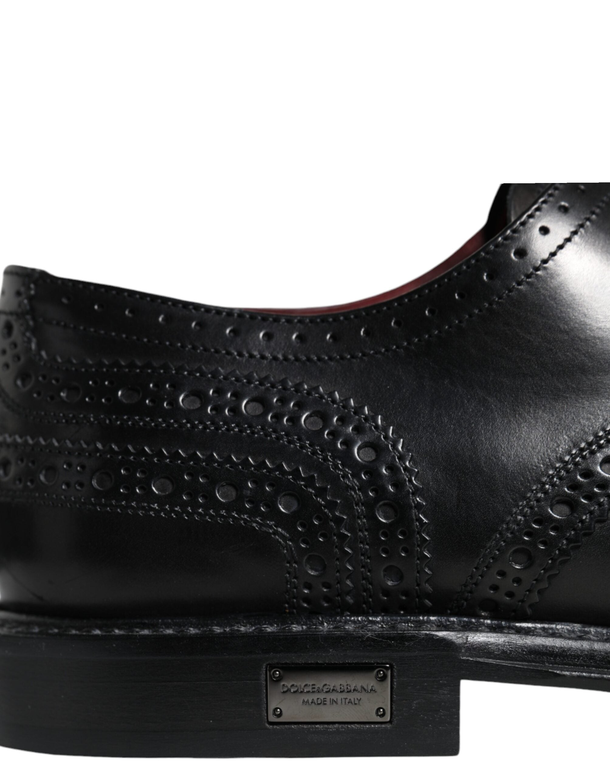 Dolce &amp; Gabbana Black Leather Oxford Wingtip Formal Shoes