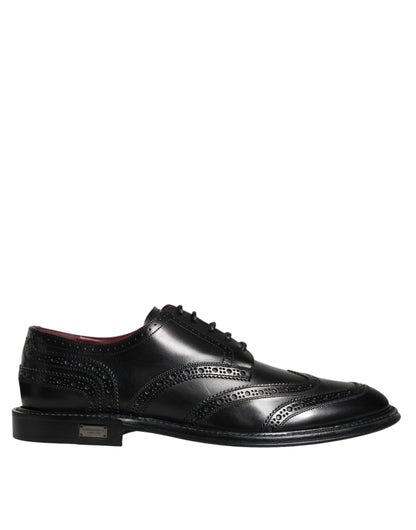 Dolce &amp; Gabbana Black Leather Oxford Wingtip Formal Shoes