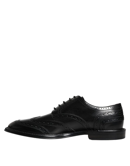 Dolce &amp; Gabbana Black Leather Oxford Wingtip Formal Shoes