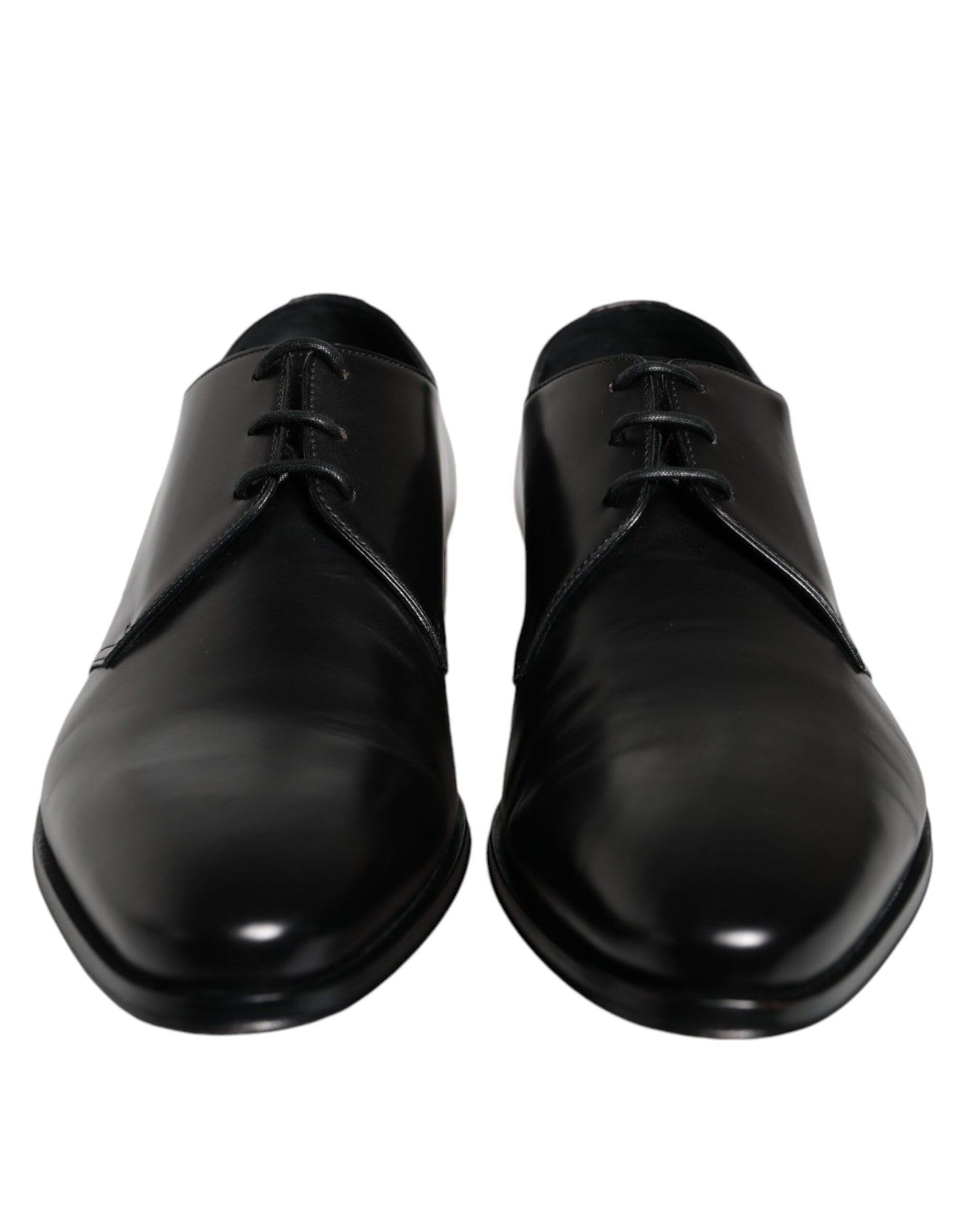 Dolce &amp; Gabbana Black Calfskin Leather Derby Men Dress Shoes