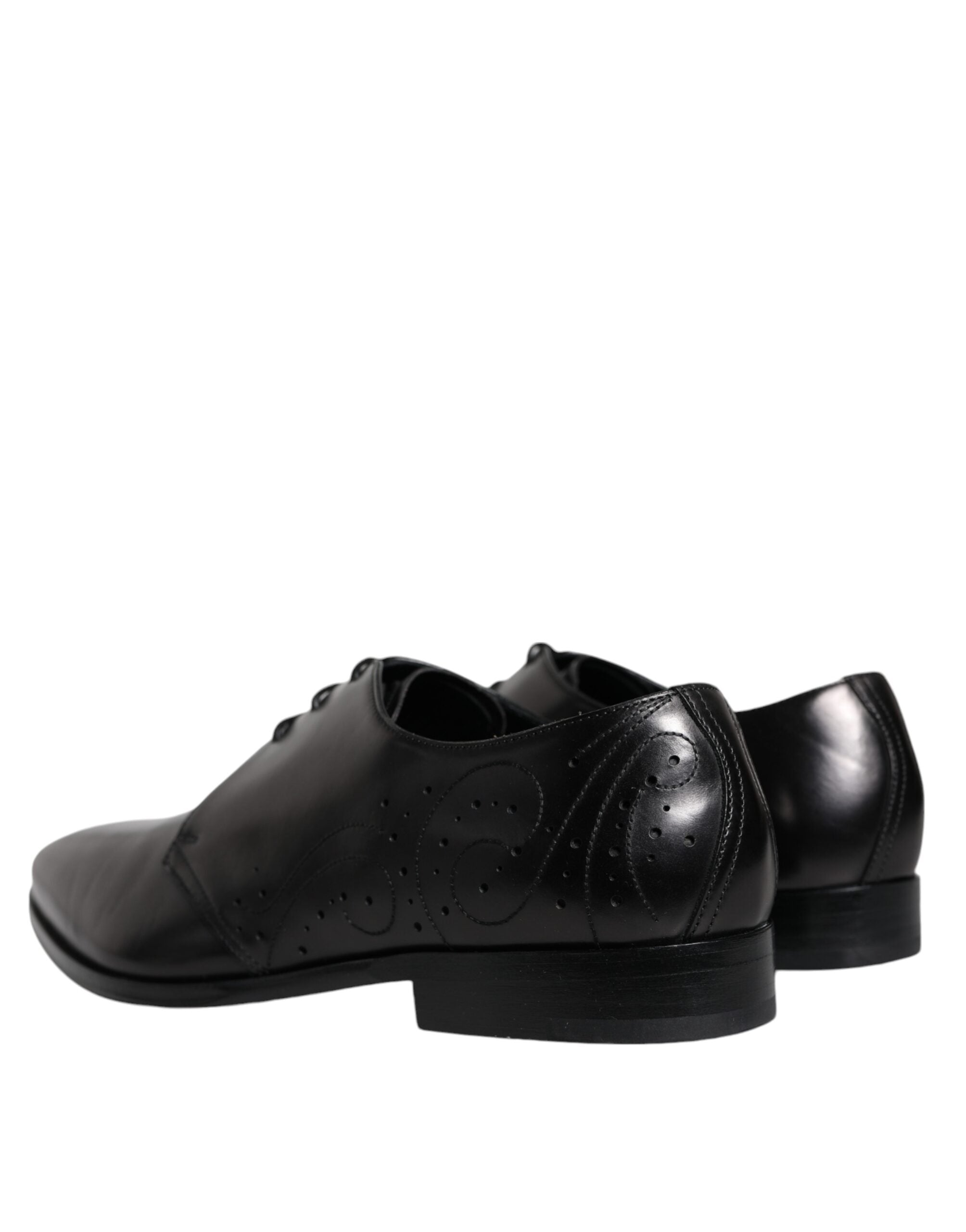 Dolce &amp; Gabbana Black Calfskin Leather Derby Men Dress Shoes