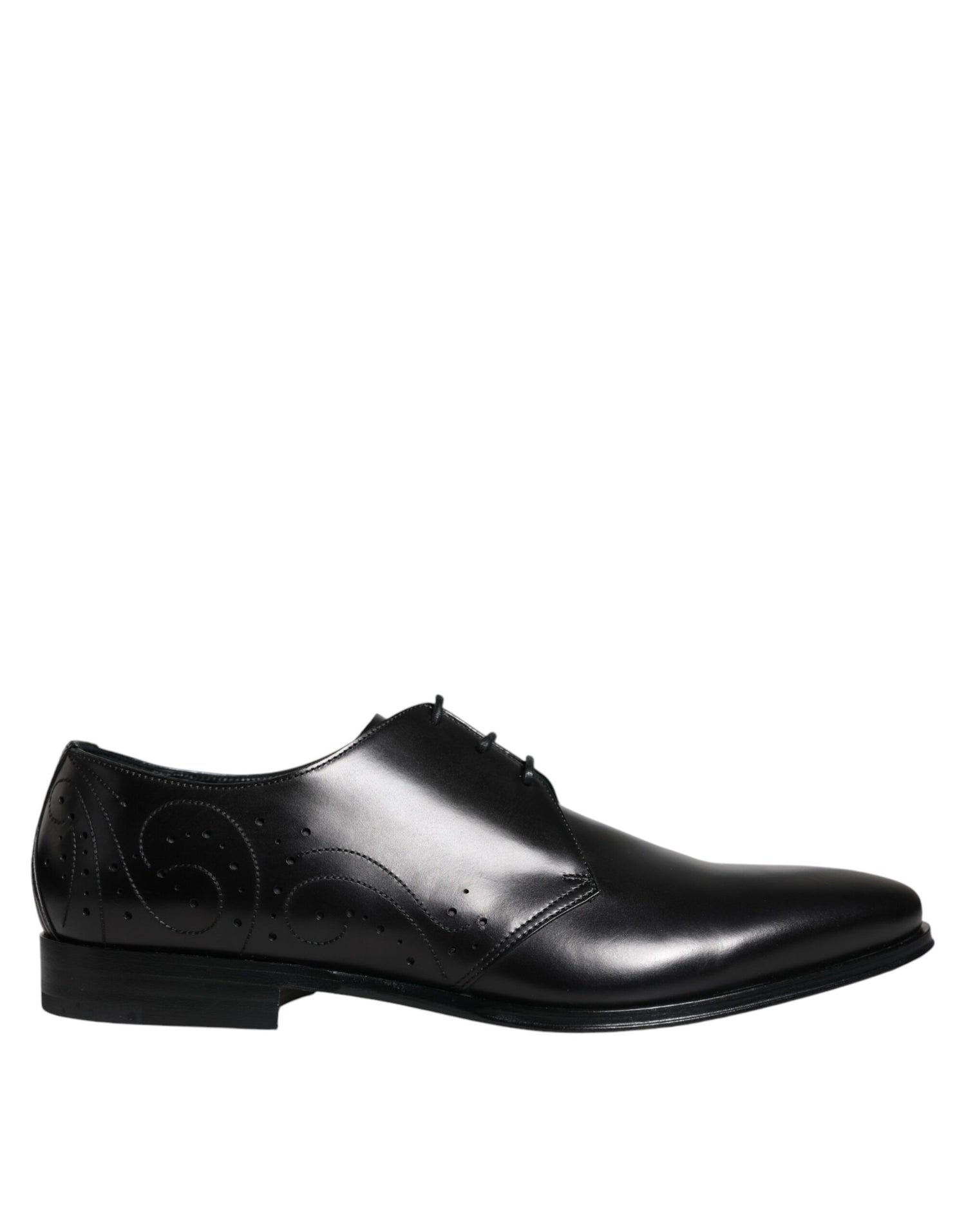 Dolce &amp; Gabbana Black Calfskin Leather Derby Men Dress Shoes