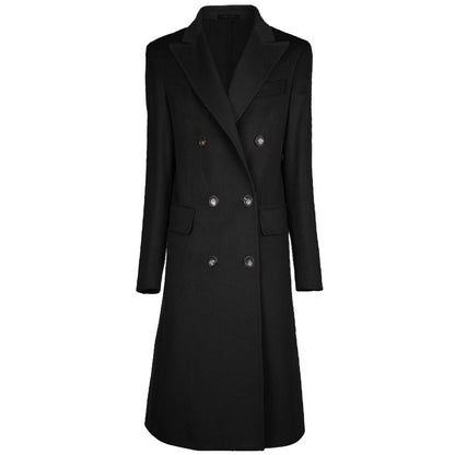 Made in Italy Black Wool Vergine Jackets &amp; Coat