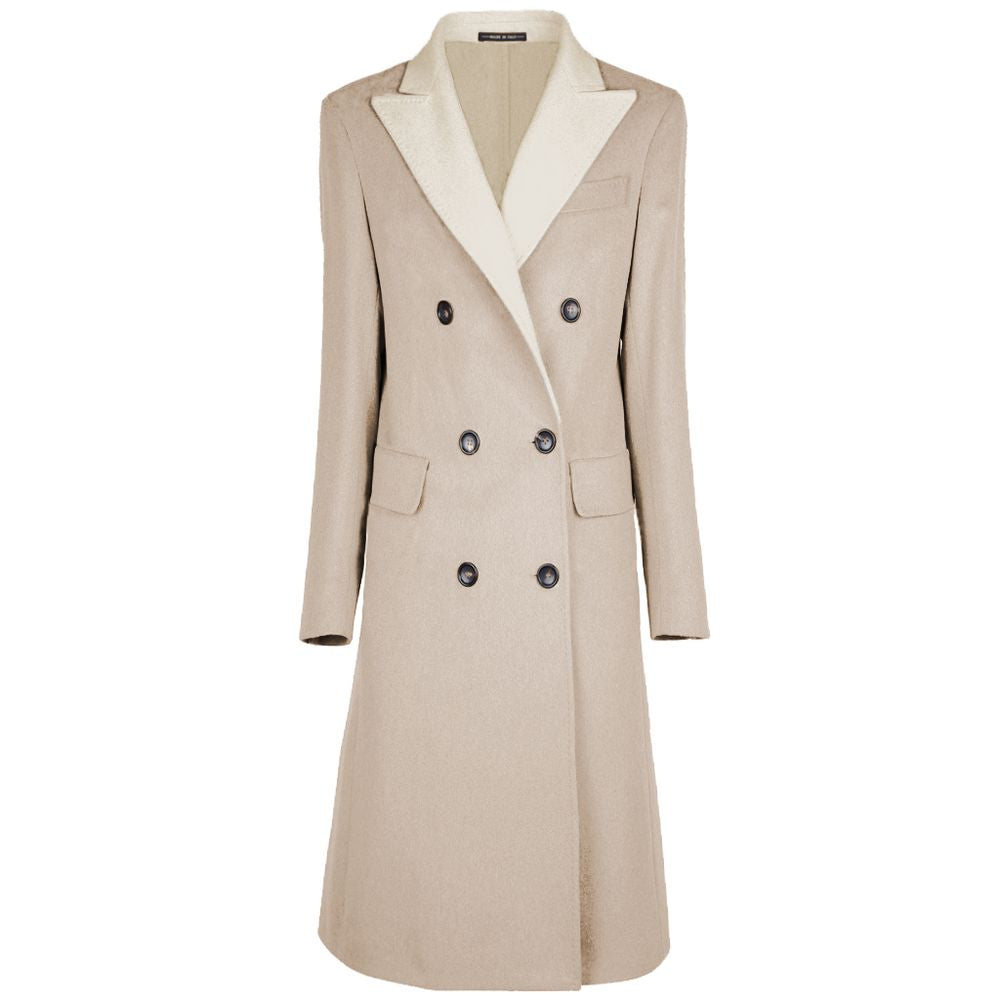 Made in Italy Beige Wool Vergine Jackets &amp; Coat