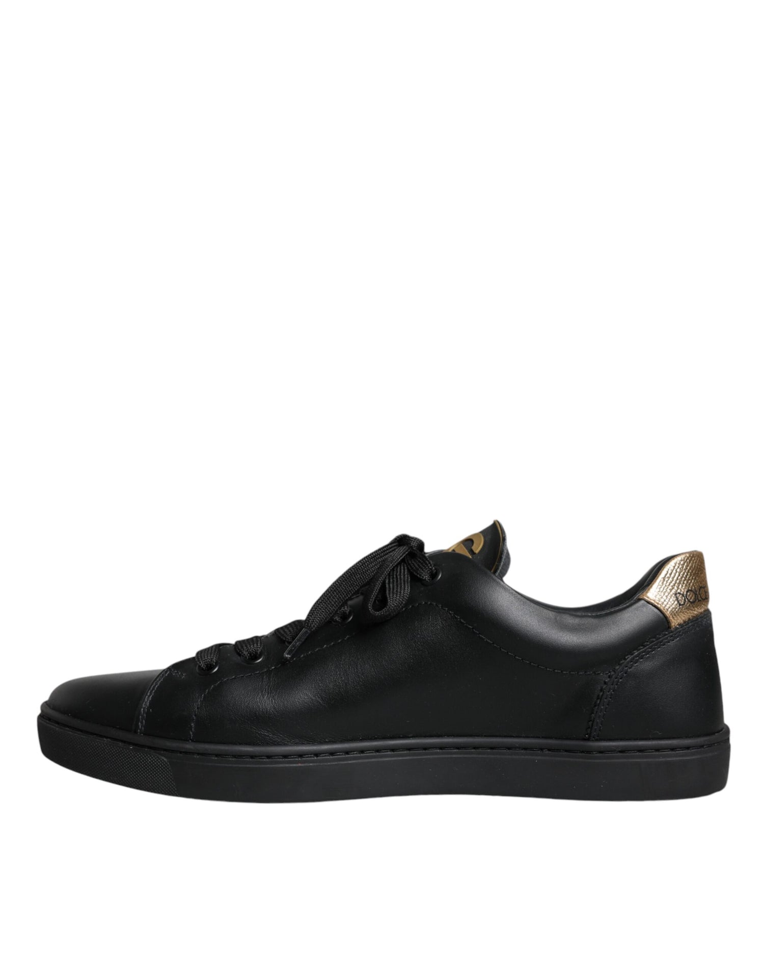 Dolce &amp; Gabbana Black Leather Heart Low Top Casual Sneaker Shoes