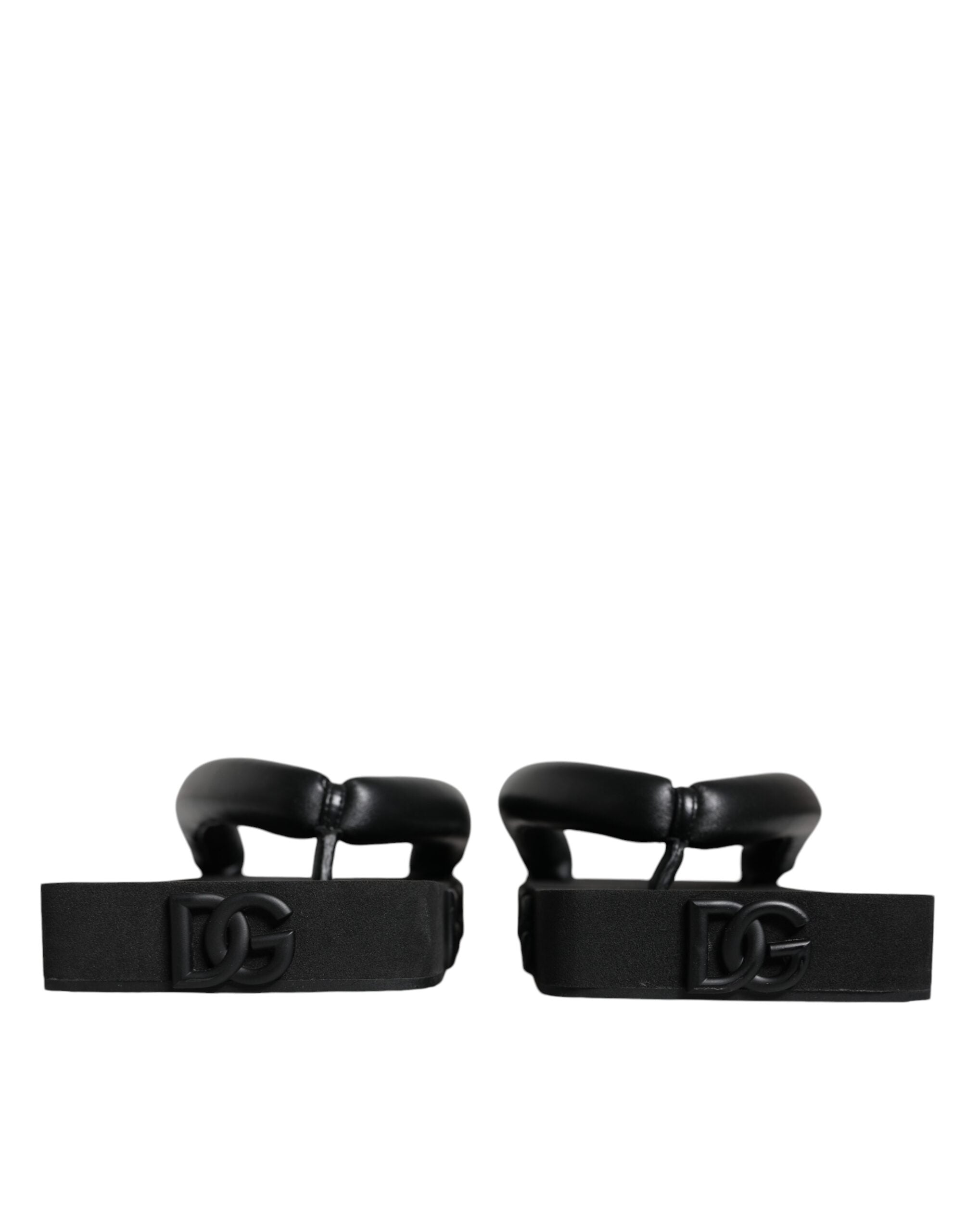 Dolce &amp; Gabbana Black Rubber Flip Flops Slide Sandals Shoes