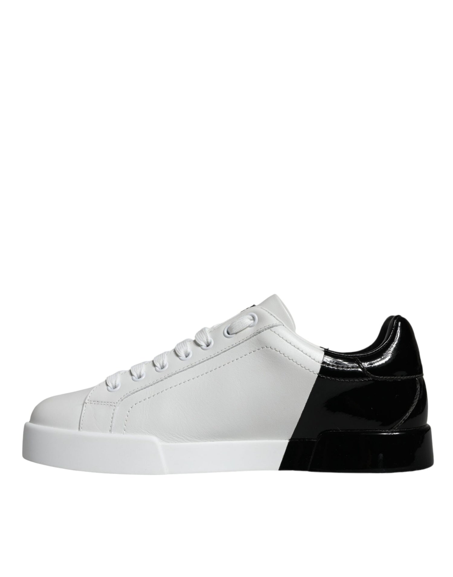 Dolce &amp; Gabbana White Blue Leather Logo Low Top Sneakers Shoes