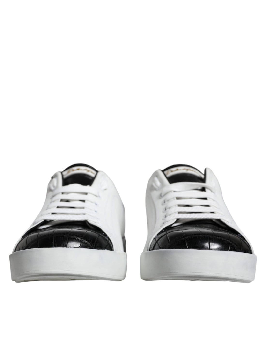 Dolce &amp; Gabbana White Leather Logo Portofino Sneaker Shoes