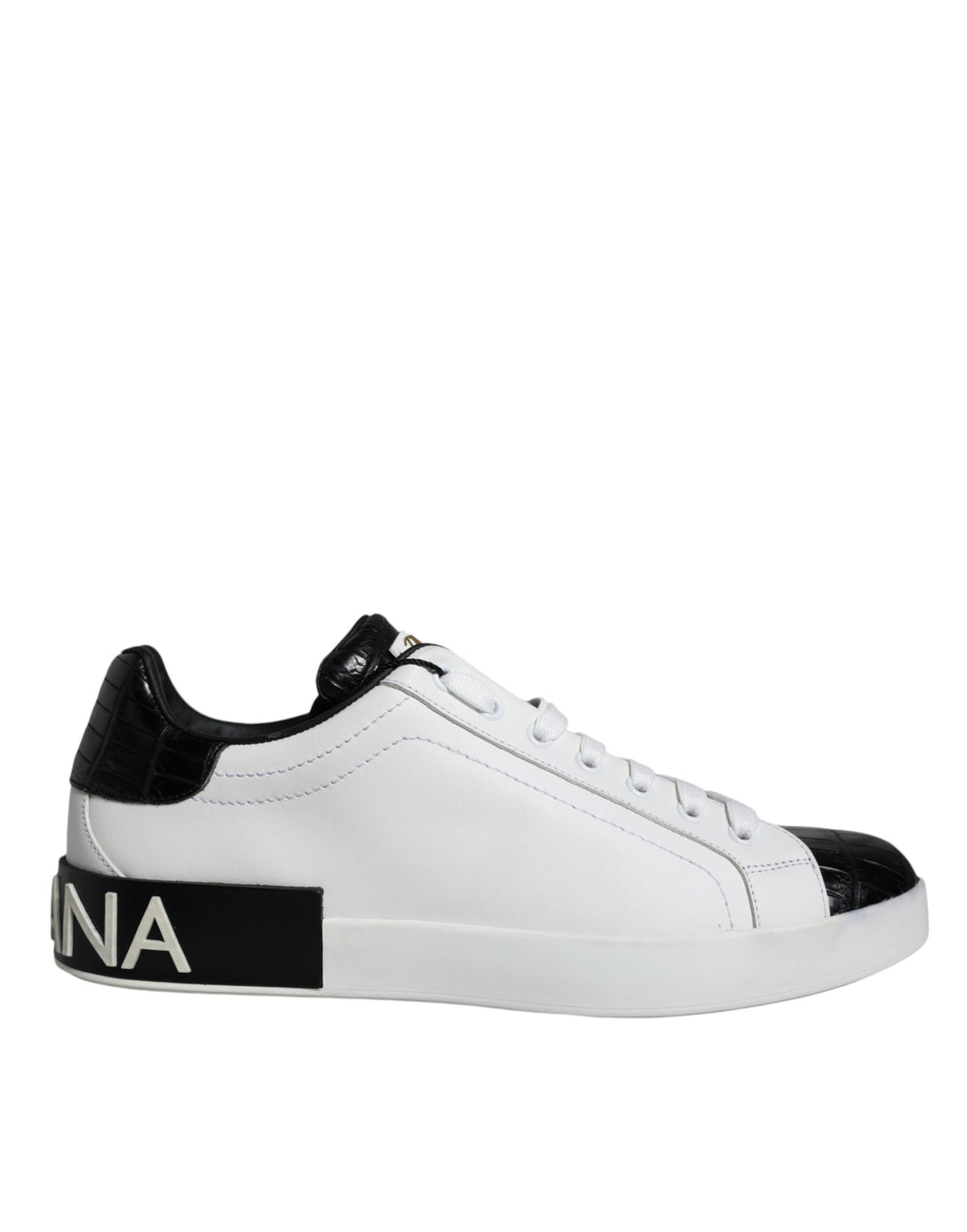 Dolce &amp; Gabbana White Leather Logo Portofino Sneaker Shoes