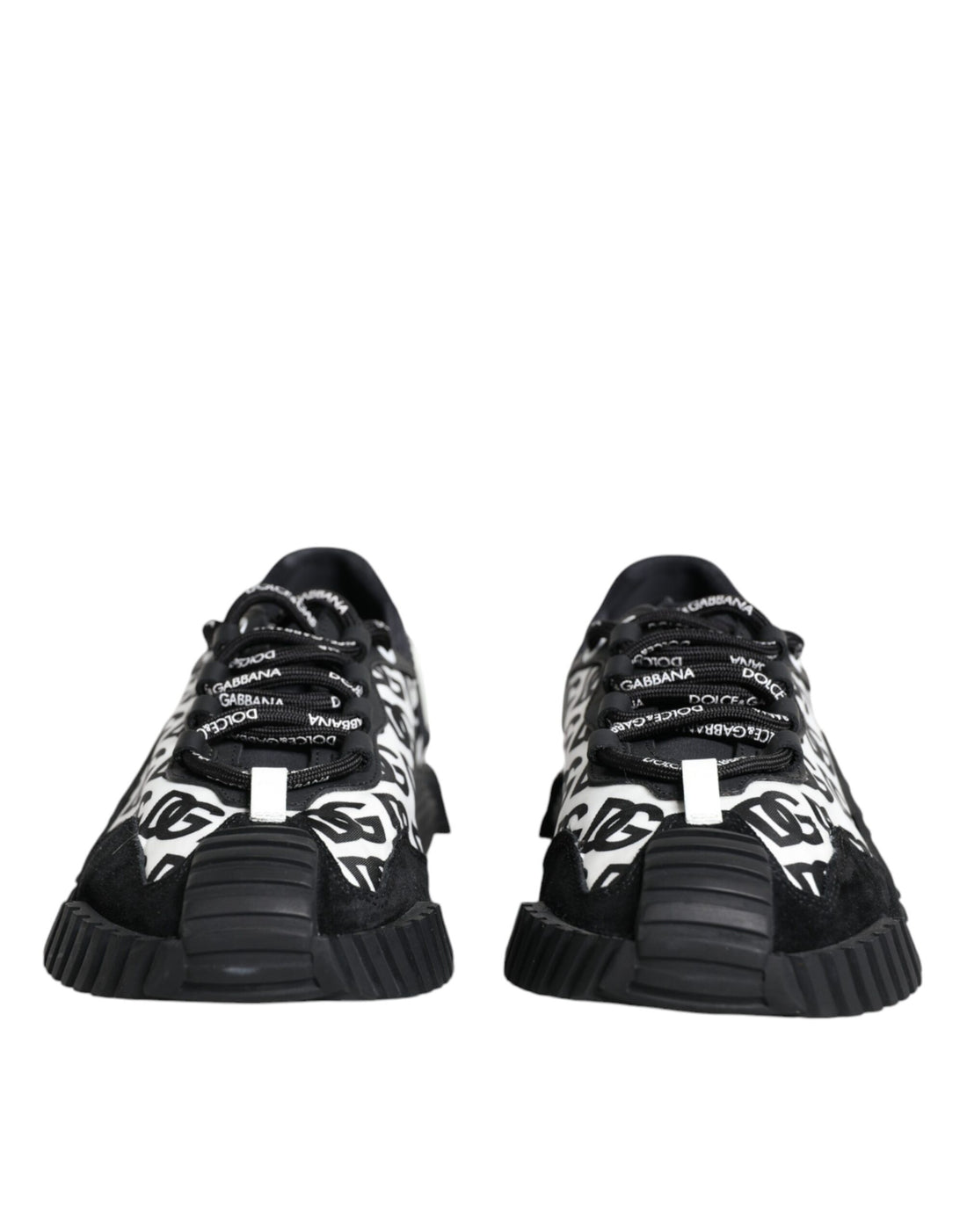 Dolce &amp; Gabbana Black Logo Lace Up Low Top NS1 Sneakers Shoes