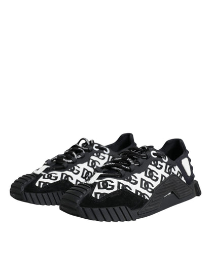 Dolce &amp; Gabbana Black Logo Lace Up Low Top NS1 Sneakers Shoes