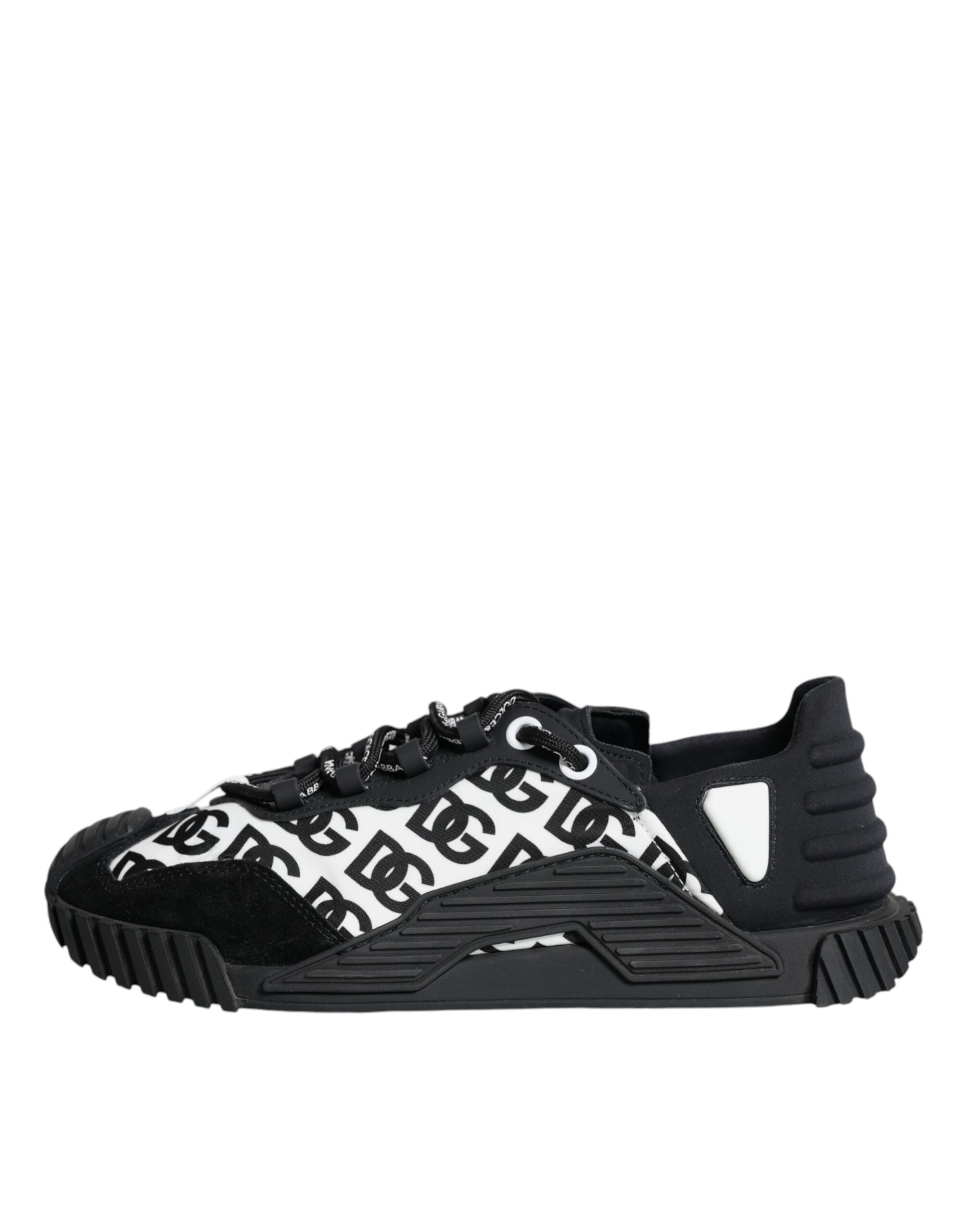 Dolce &amp; Gabbana Black Logo Lace Up Low Top NS1 Sneakers Shoes