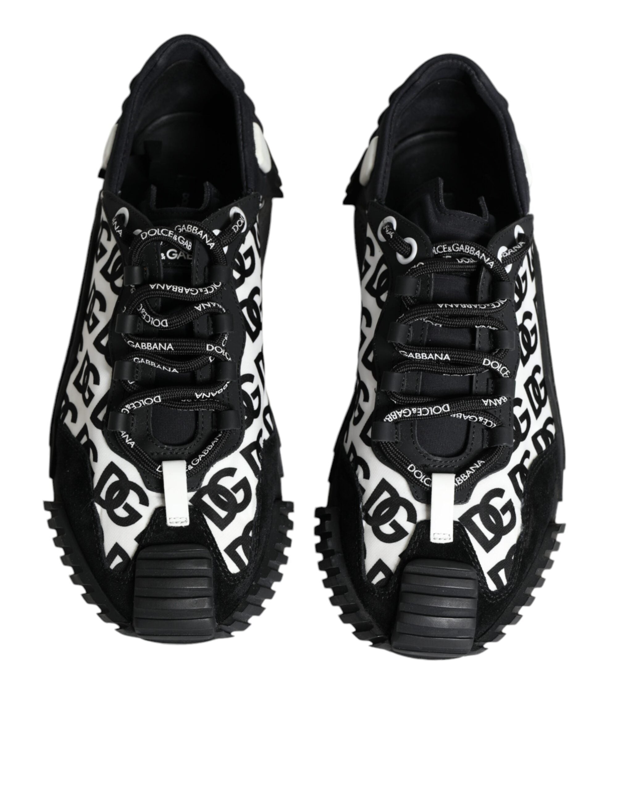 Dolce &amp; Gabbana Black Logo Lace Up Low Top NS1 Sneakers Shoes