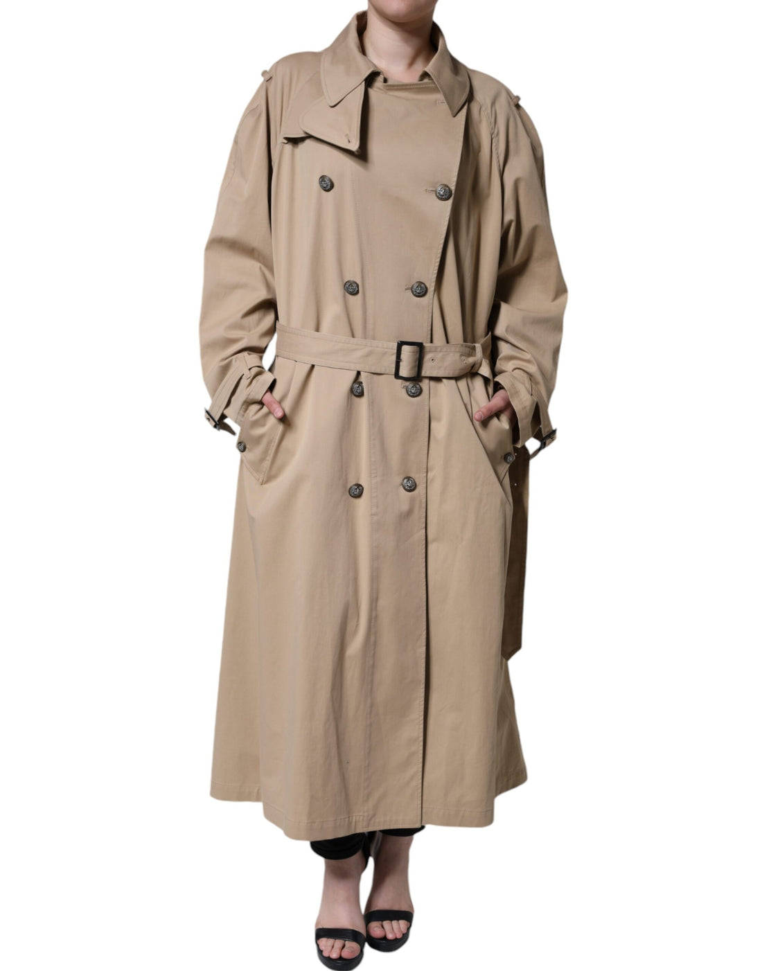 Dolce &amp; Gabbana Khaki Double Breasted Trench Coat Jacket