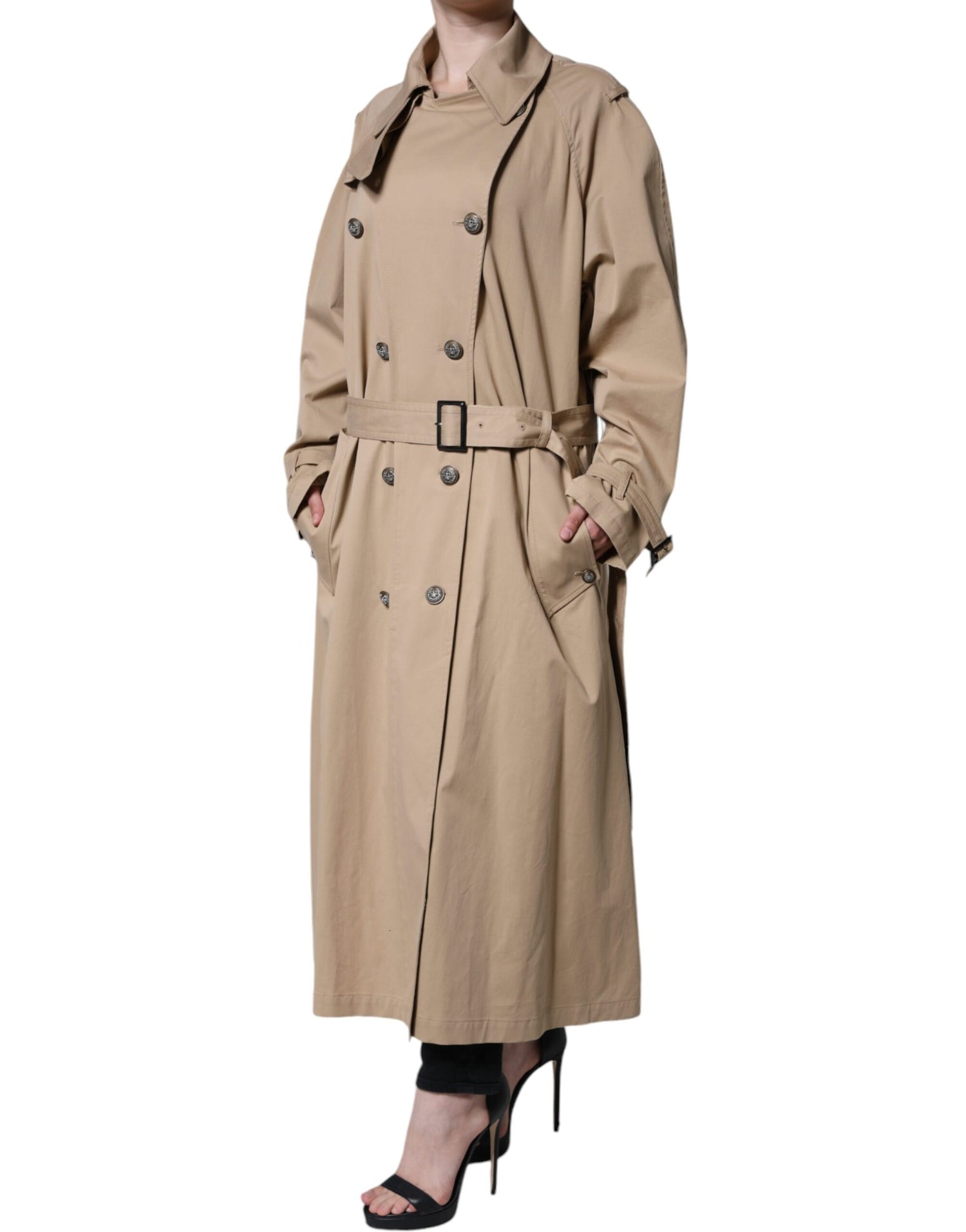 Dolce &amp; Gabbana Khaki Double Breasted Trench Coat Jacket