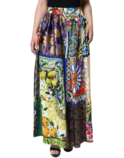 Dolce &amp; Gabbana Multicolor Patchwork Sicily Long Maxi Skirt