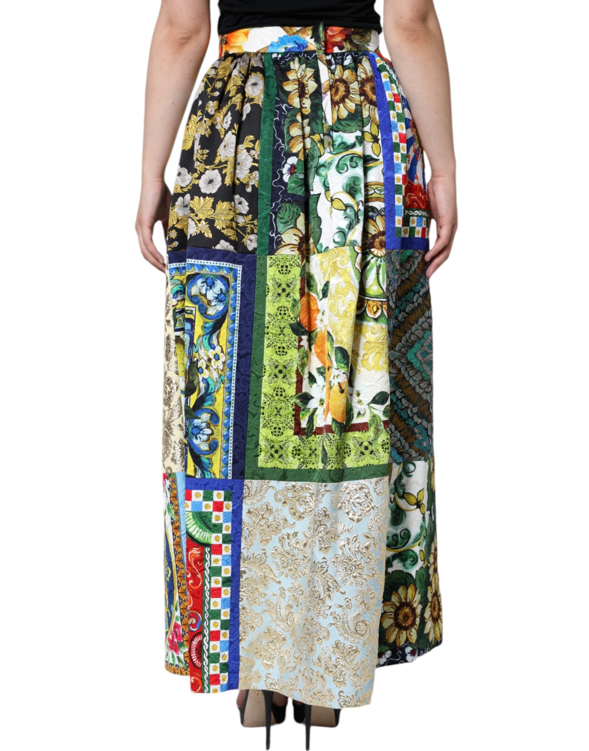 Dolce &amp; Gabbana Multicolor Patchwork Sicily Long Maxi Skirt