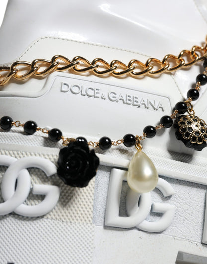 Dolce &amp; Gabbana White Rubber Embellished Logo Ankle Boots Shoes