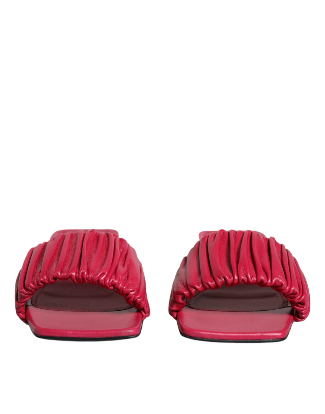 Dolce &amp; Gabbana Fuchsia Leather Slides Flats Sandals Shoes