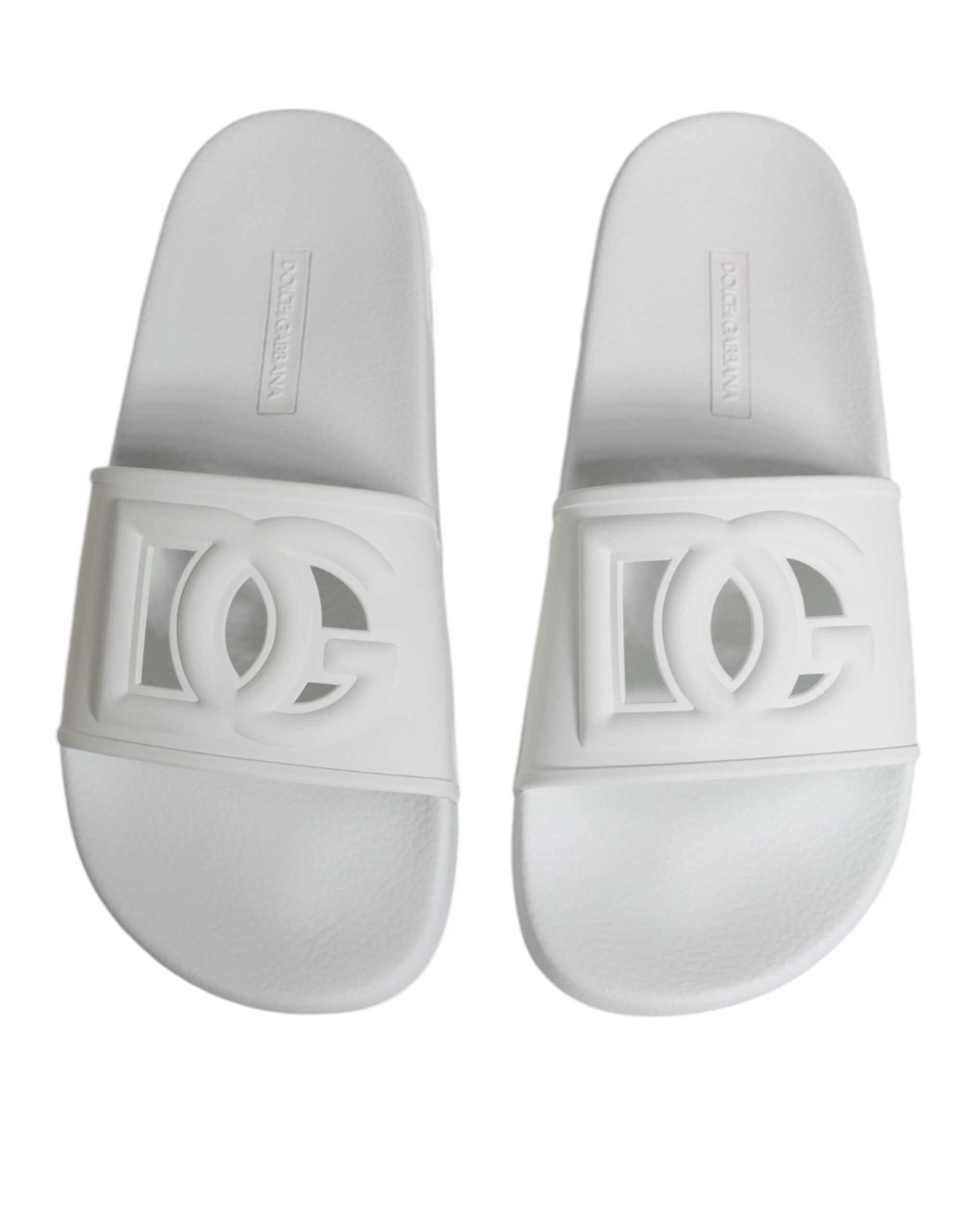 Dolce &amp; Gabbana White Rubber Slides Sandals Beachwear Shoes