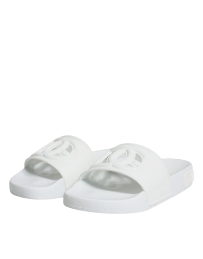 Dolce &amp; Gabbana White Rubber Slides Sandals Beachwear Shoes