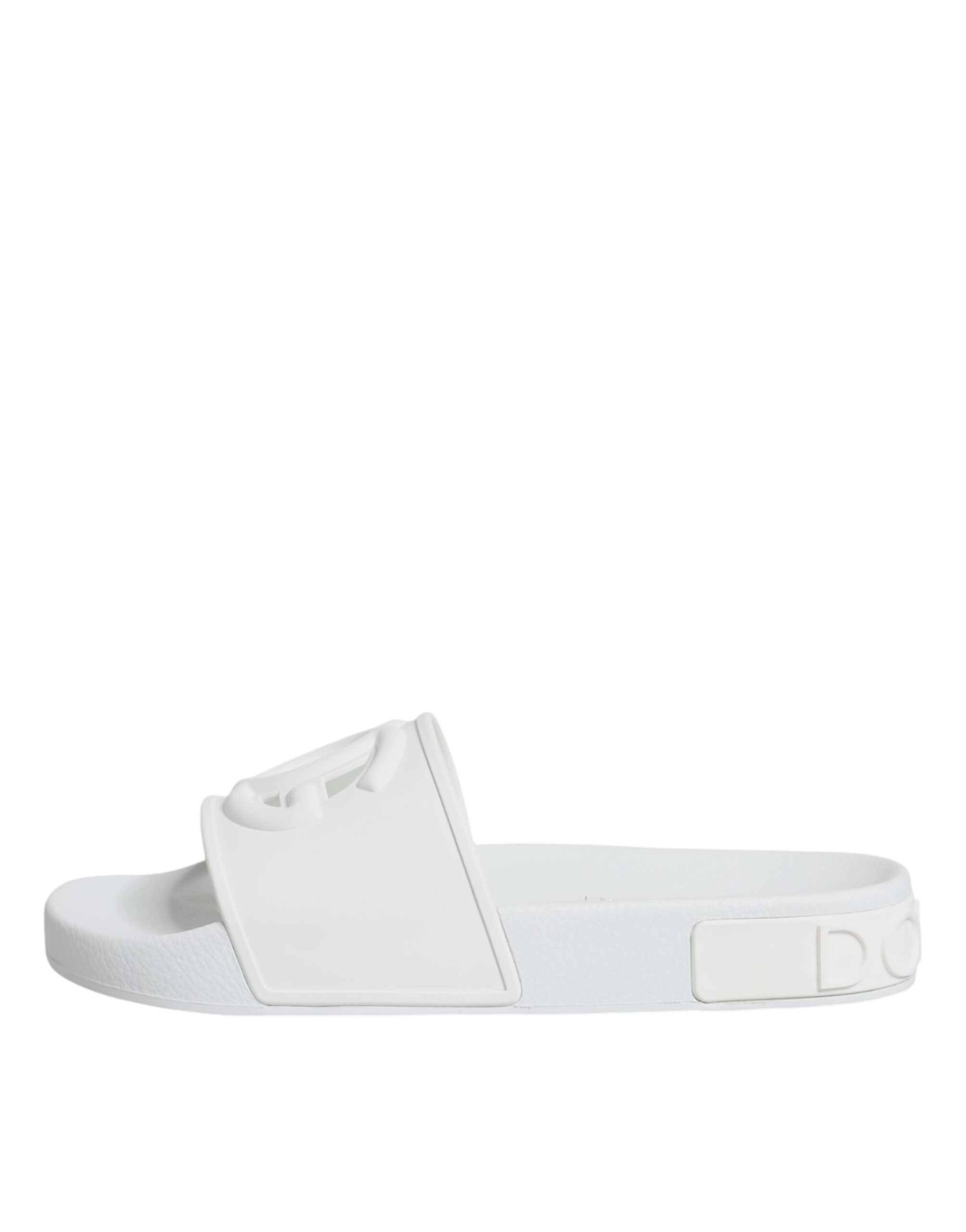 Dolce &amp; Gabbana White Rubber Slides Sandals Beachwear Shoes