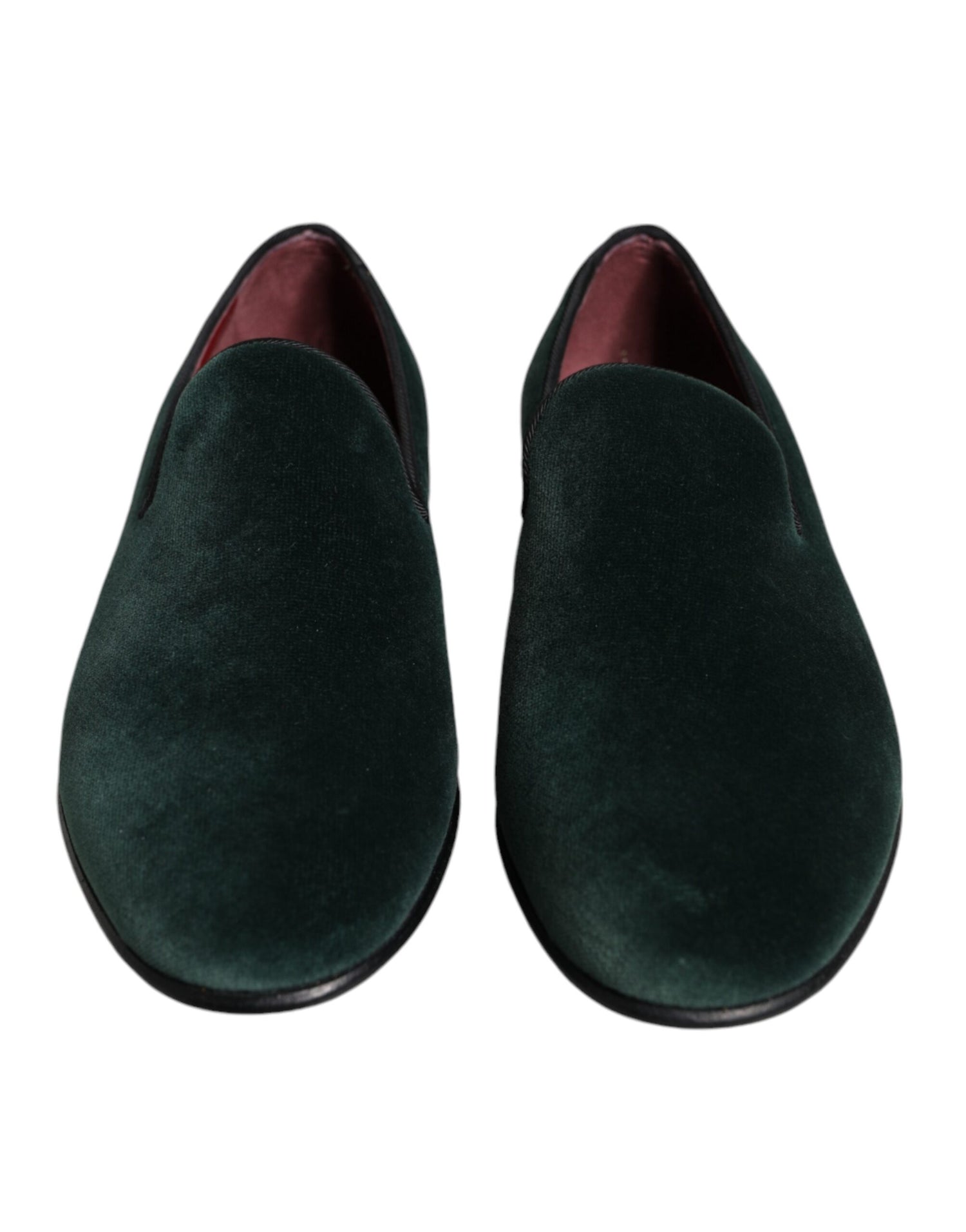 Dolce &amp; Gabbana Green Velvet Slip On Loafers Flats Shoes