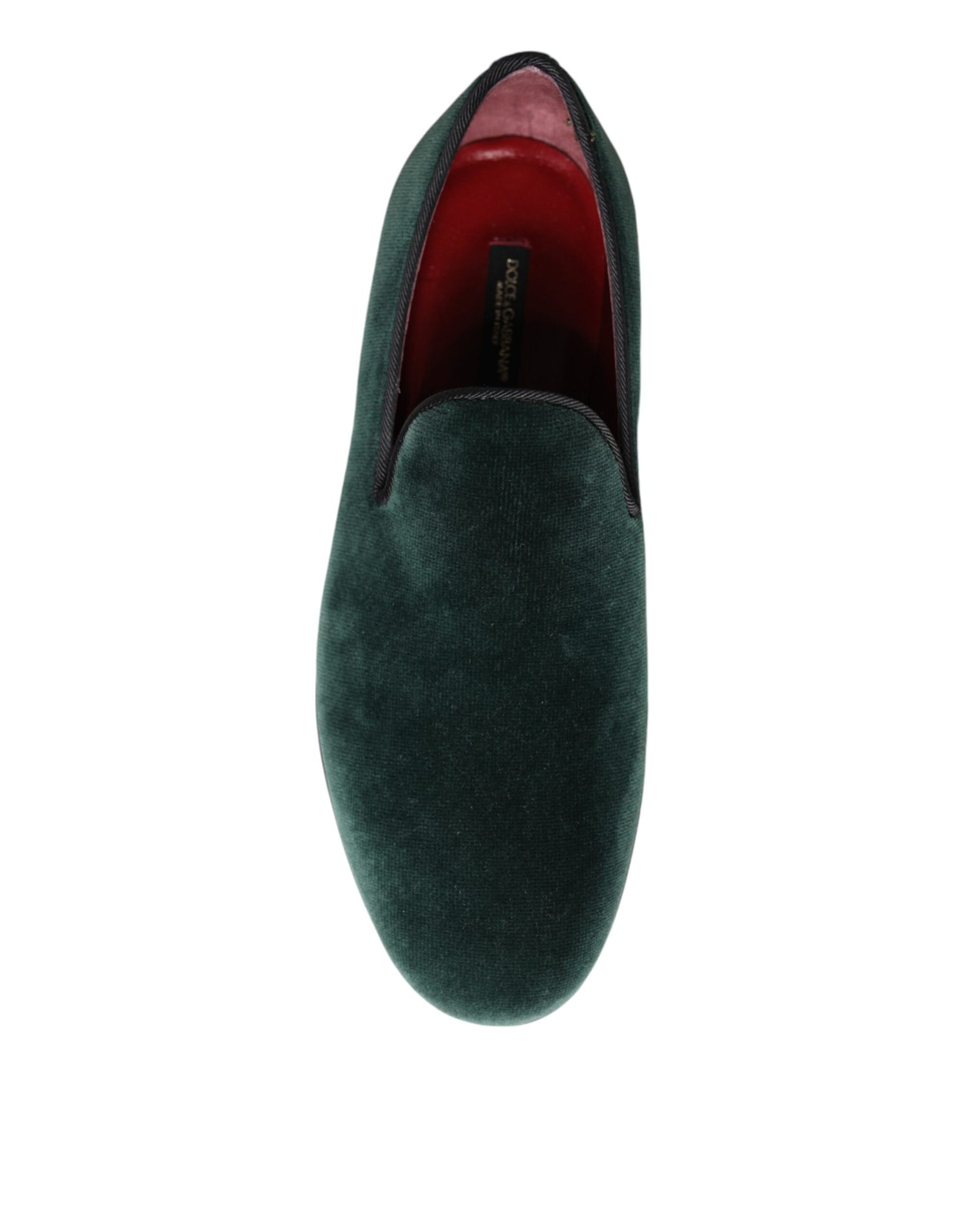 Dolce &amp; Gabbana Green Velvet Slip On Loafers Flats Shoes