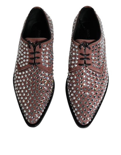 Dolce &amp; Gabbana Brown Strass Embellished Derby Dress Shoes