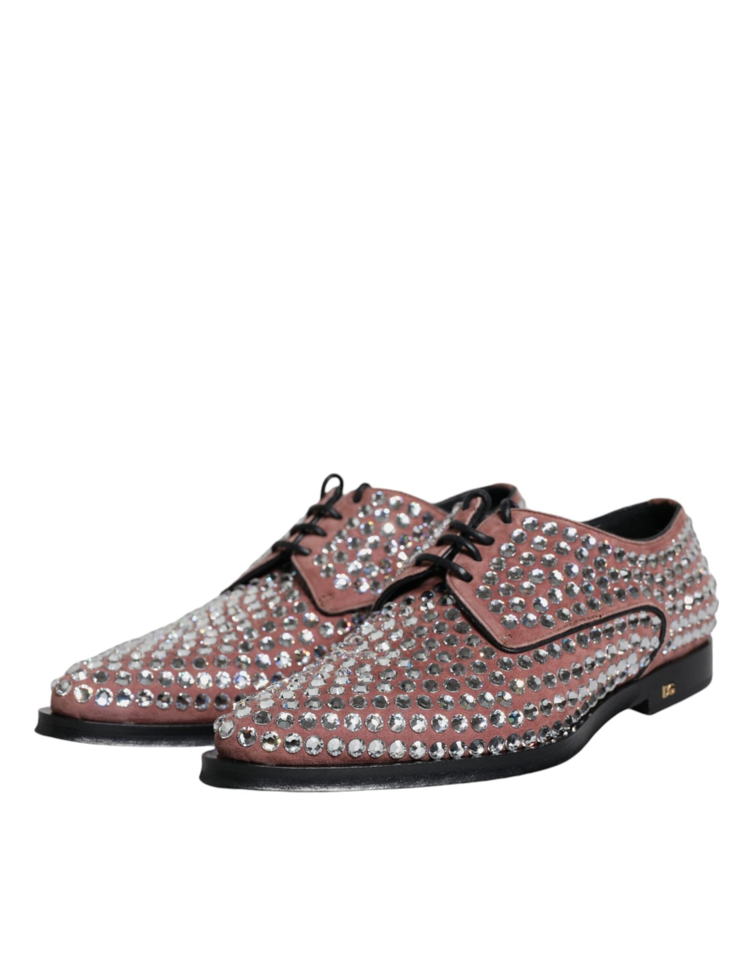 Dolce &amp; Gabbana Brown Strass Embellished Derby Dress Shoes