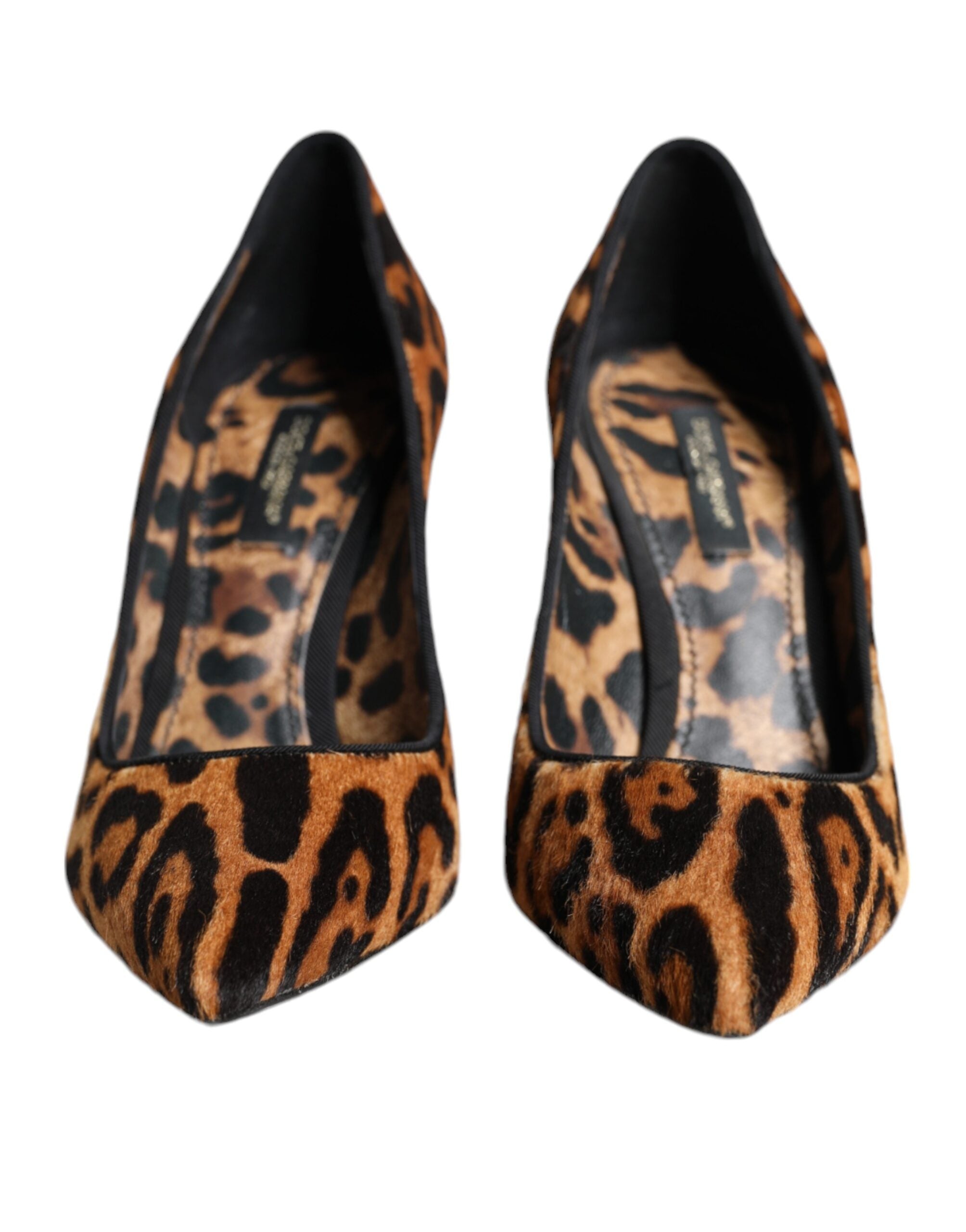 Dolce &amp; Gabbana Brown Leopard Calf Hair Heels Pumps Shoes