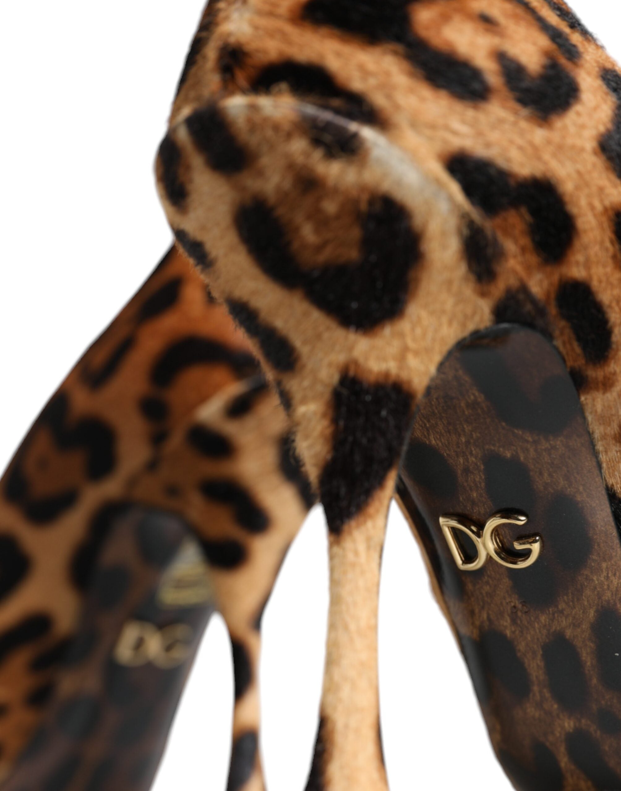 Dolce &amp; Gabbana Brown Leopard Calf Hair Heels Pumps Shoes