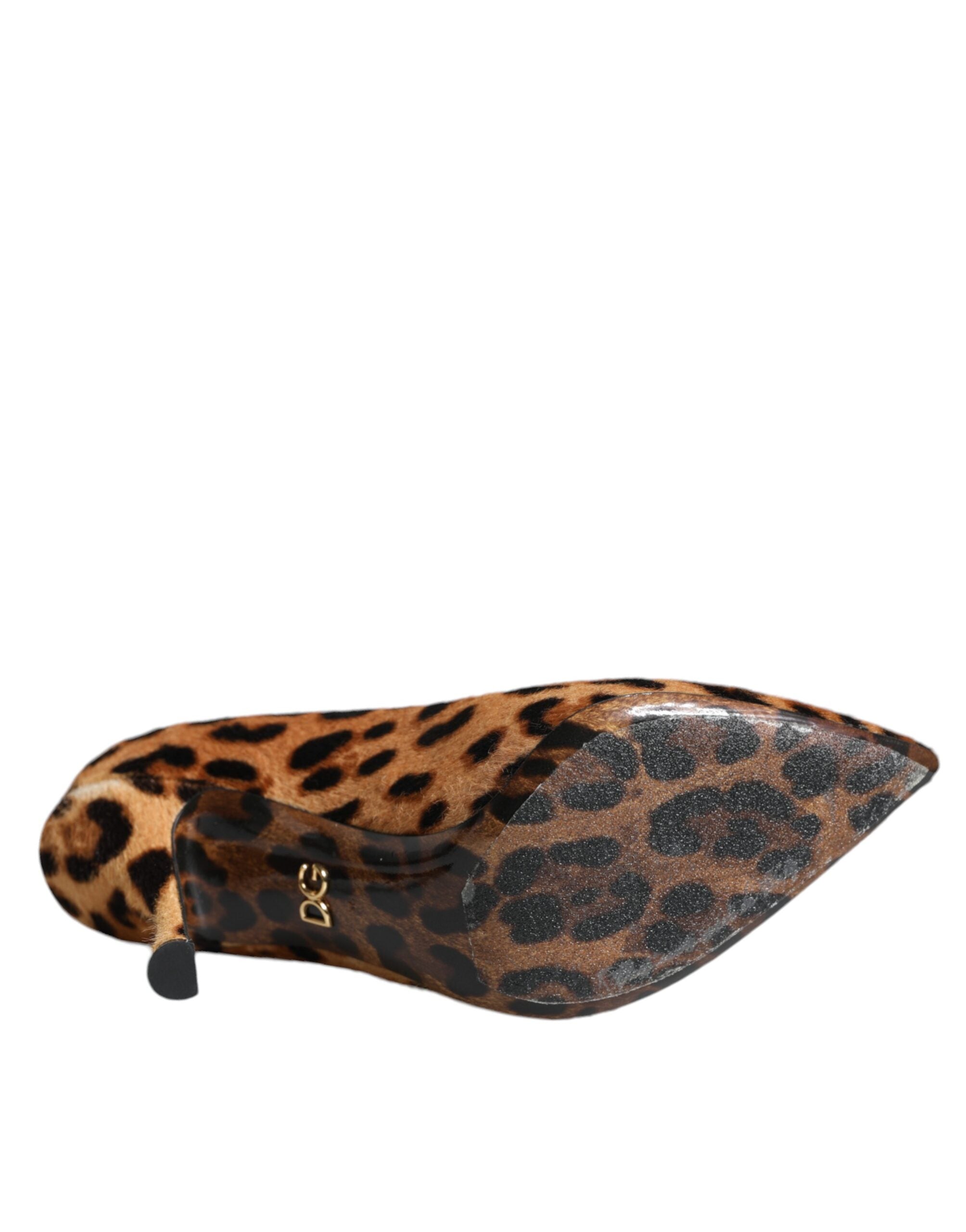 Dolce &amp; Gabbana Brown Leopard Calf Hair Heels Pumps Shoes