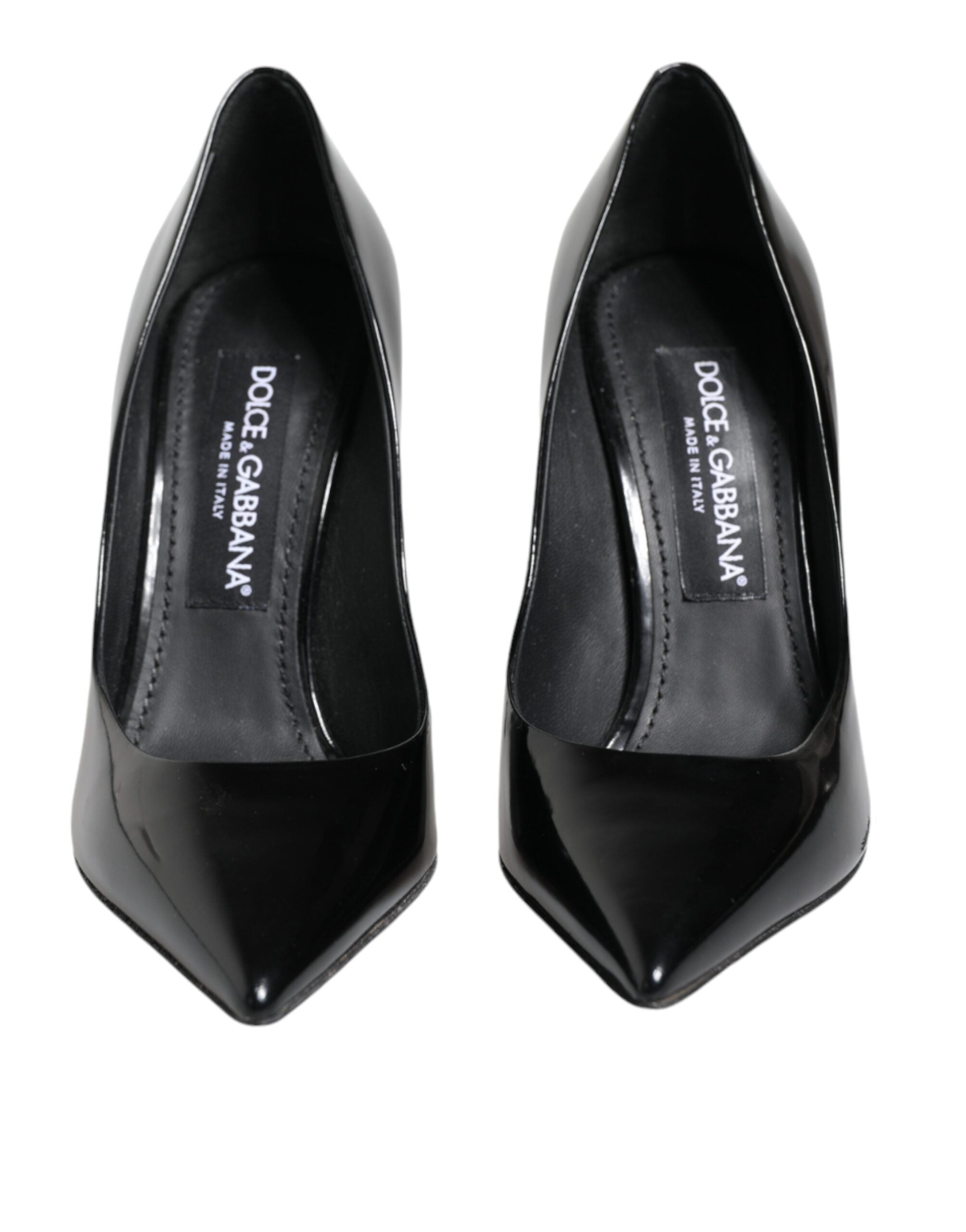 Dolce &amp; Gabbana Black Patent Leather High Heels Pumps Shoes