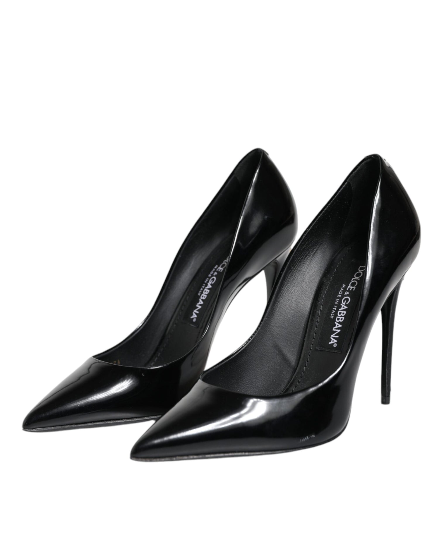 Dolce &amp; Gabbana Black Patent Leather High Heels Pumps Shoes