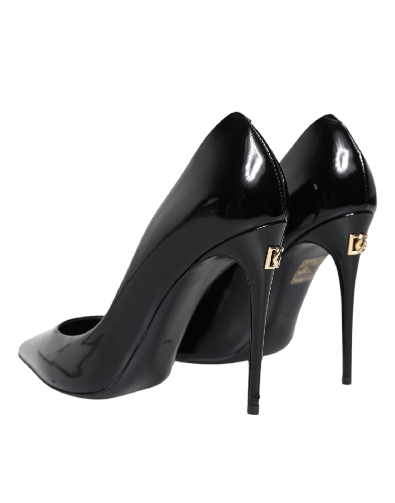 Dolce &amp; Gabbana Black Patent Leather High Heels Pumps Shoes