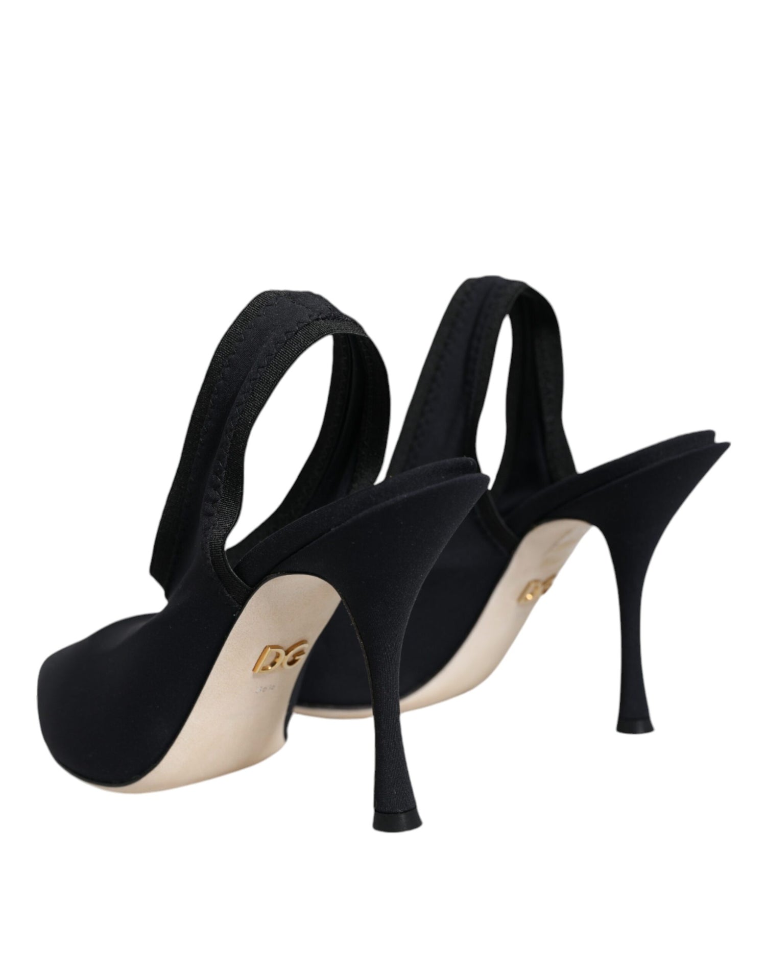 Dolce &amp; Gabbana Black Jersey Stretch Heels Slingback Shoes