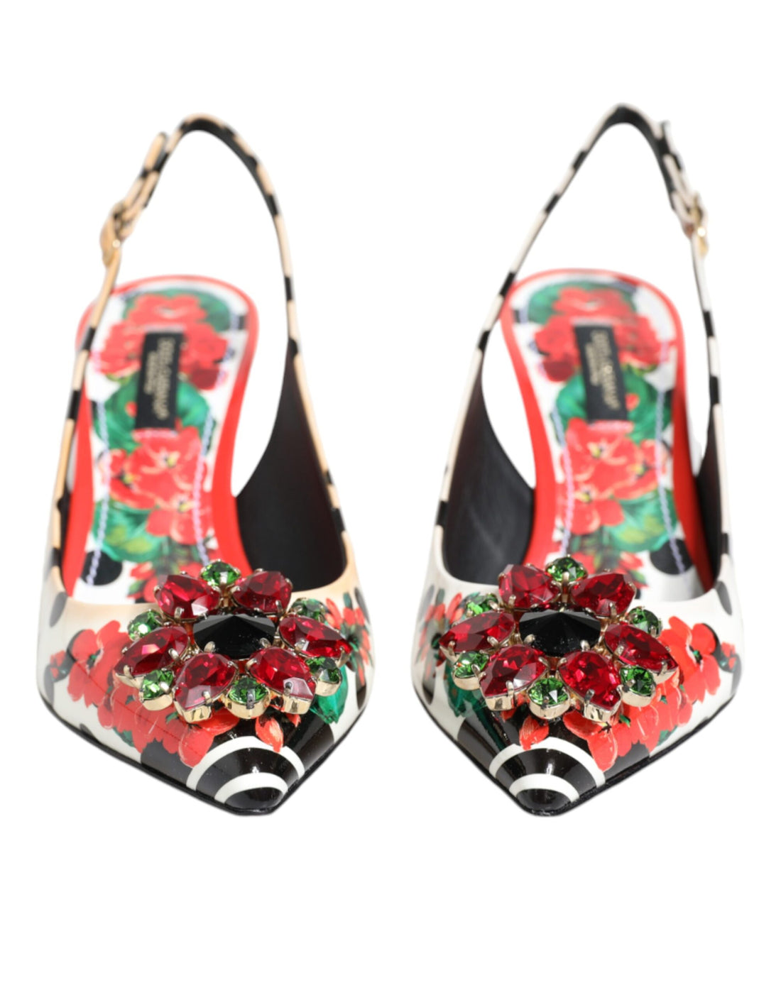 Dolce &amp; Gabbana Multicolor Crystal Heels Slingback Shoes