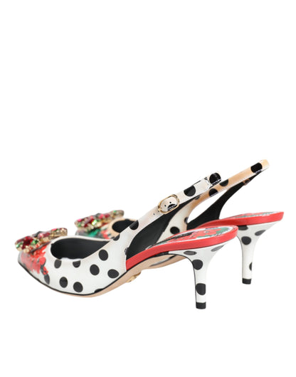 Dolce &amp; Gabbana Multicolor Crystal Heels Slingback Shoes