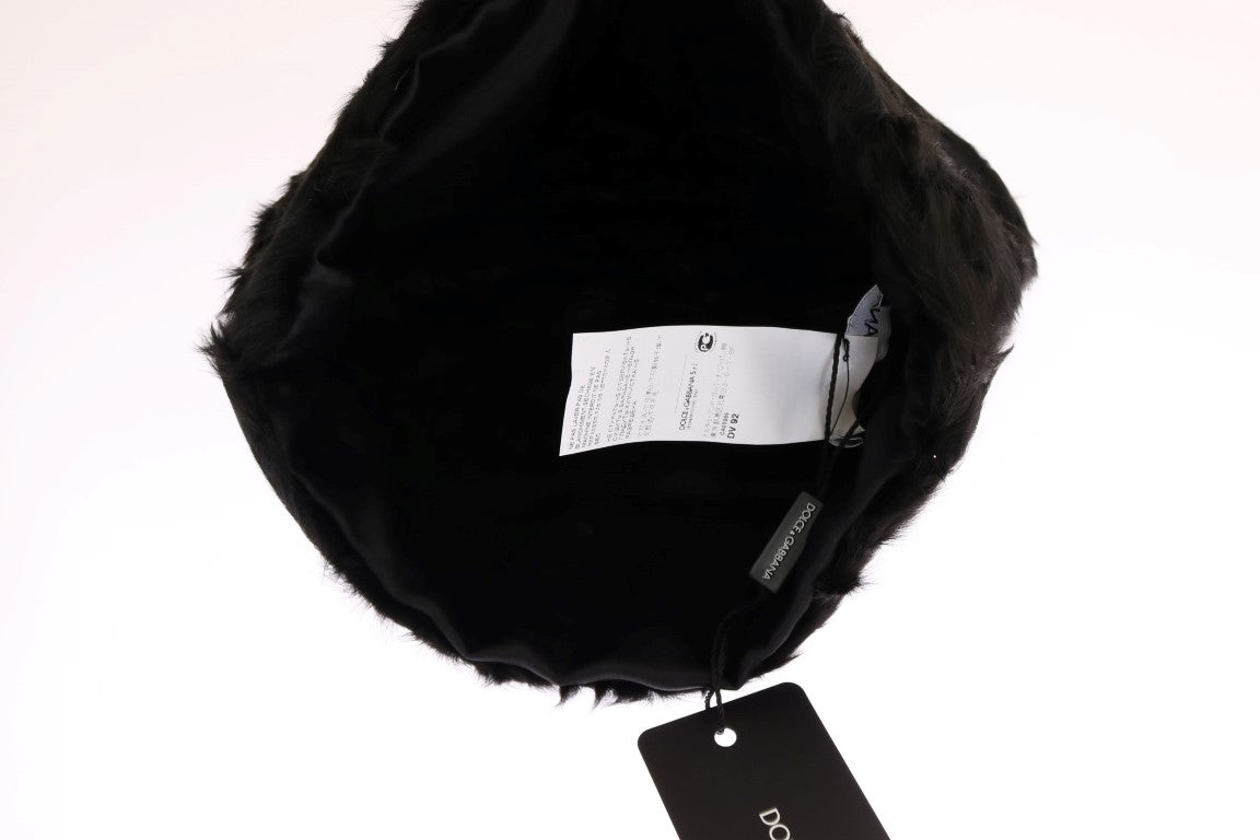 Dolce &amp; Gabbana Elegant Black Xiangao Fur Beanie Hat